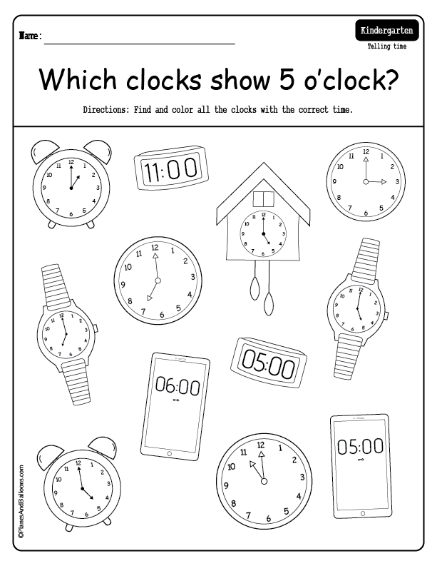 Telling Time To The Hour Worksheets Kindergarten Telling Time Time