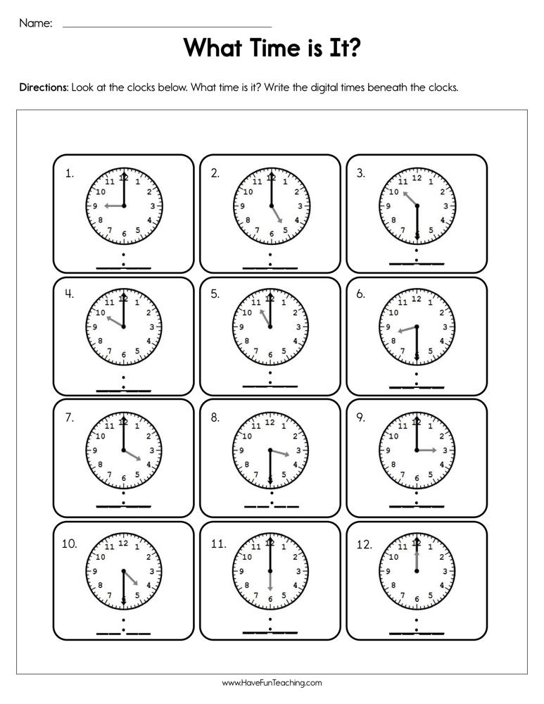 Telling Time Worksheets Have Fun Teaching