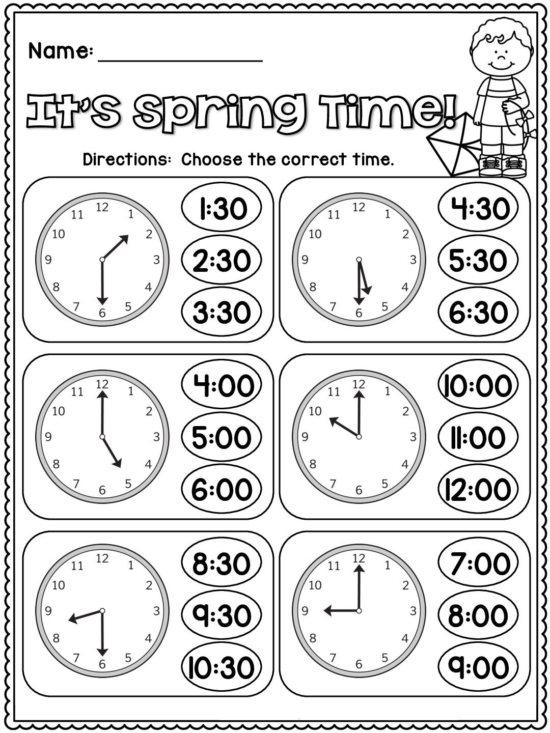 Kindergarten Free Printable Telling Time Worksheets