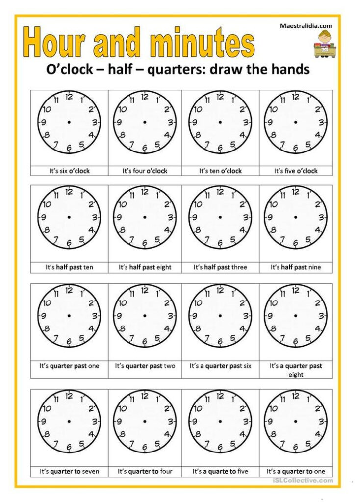 Hour And Minutes English ESL Worksheets Time Worksheets Telling