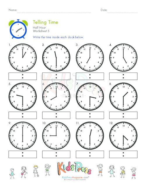 Telling Time Half Hour Worksheet 5 Telling Time Math Worksheets