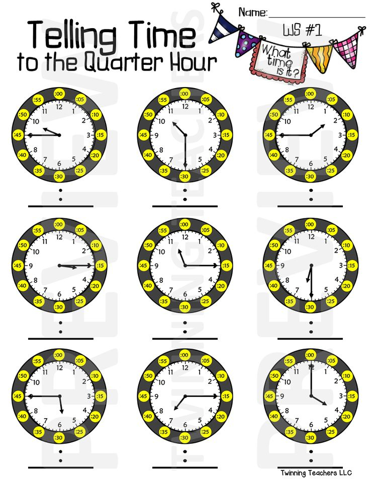 Telling Time To The Quarter Hour Telling Time Telling Time Practice Time Worksheets