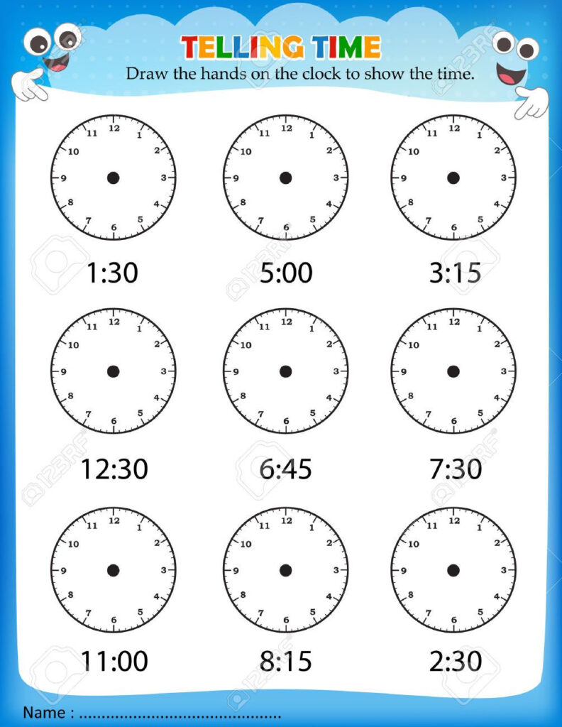 Telling time worksheets for school printable kindergarten free clock